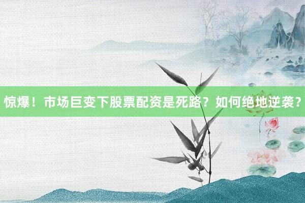 惊爆！市场巨变下股票配资是死路？如何绝地逆袭？