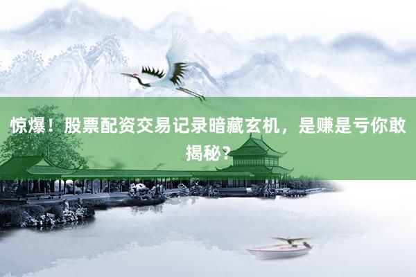 惊爆!股票配资交易记录暗藏玄机,是赚是亏你敢揭秘?
