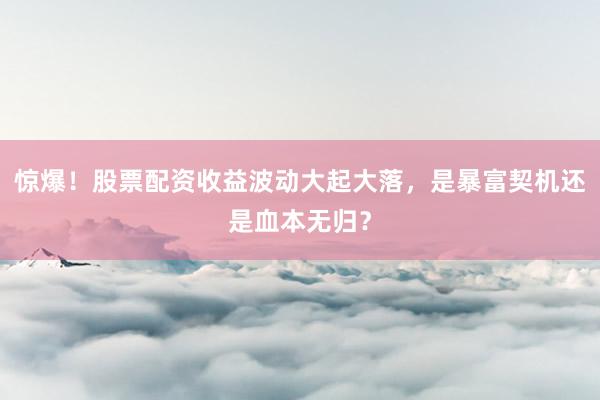 惊爆！股票配资收益波动大起大落，是暴富契机还是血本无归？