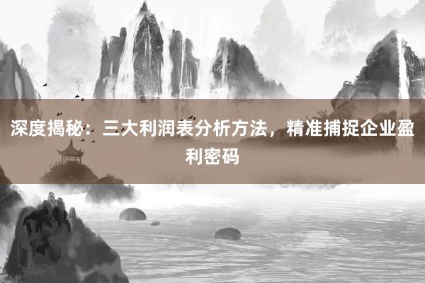 深度揭秘：三大利润表分析方法，精准捕捉企业盈利密码