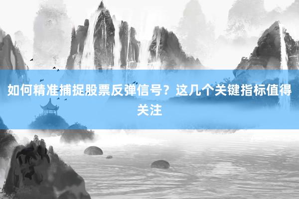 如何精准捕捉股票反弹信号？这几个关键指标值得关注