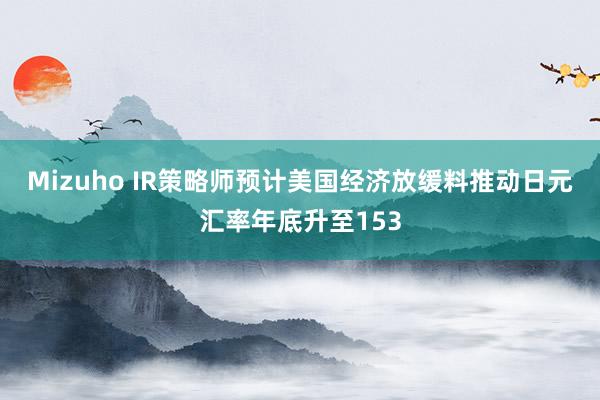 Mizuho IR策略师预计美国经济放缓料推动日元汇率年底升至153