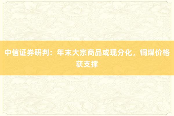 中信证券研判：年末大宗商品或现分化，铜煤价格获支撑